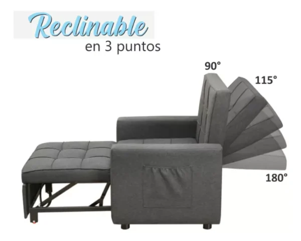 Sofá Cama Individual Valparaíso – Felpa o Lino | Más de 20 Colores | Precio de Fábrica | Practimuebles Chile
