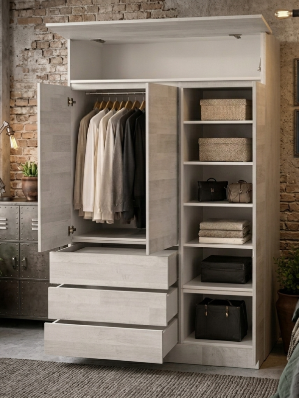 Closet ropero 3 puertas melamina con maletero Practimuebles Chile" / "closet 3 puertas cajones precio fábrica Santiago
