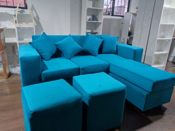 Sofá Modular Budapest tipo L (190cm) | Incluye 2 Puff y 4 Cojines