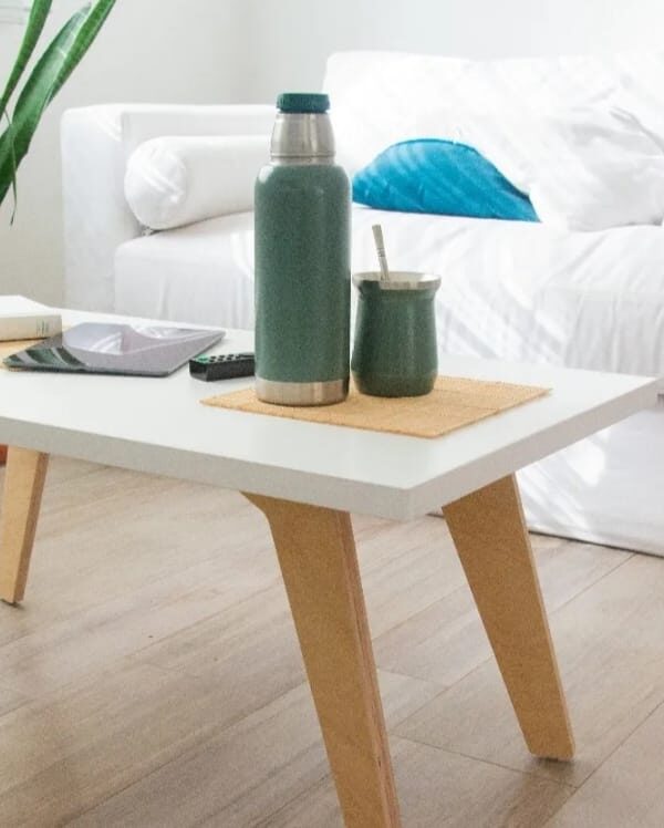 Mesa De Centro Rectangular Blanca Estilo Nórdico